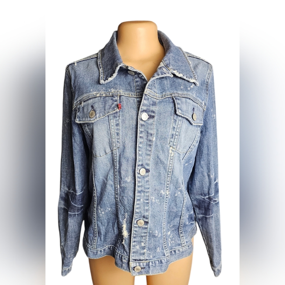 Distressed "Seven7" premium denim jacket euc